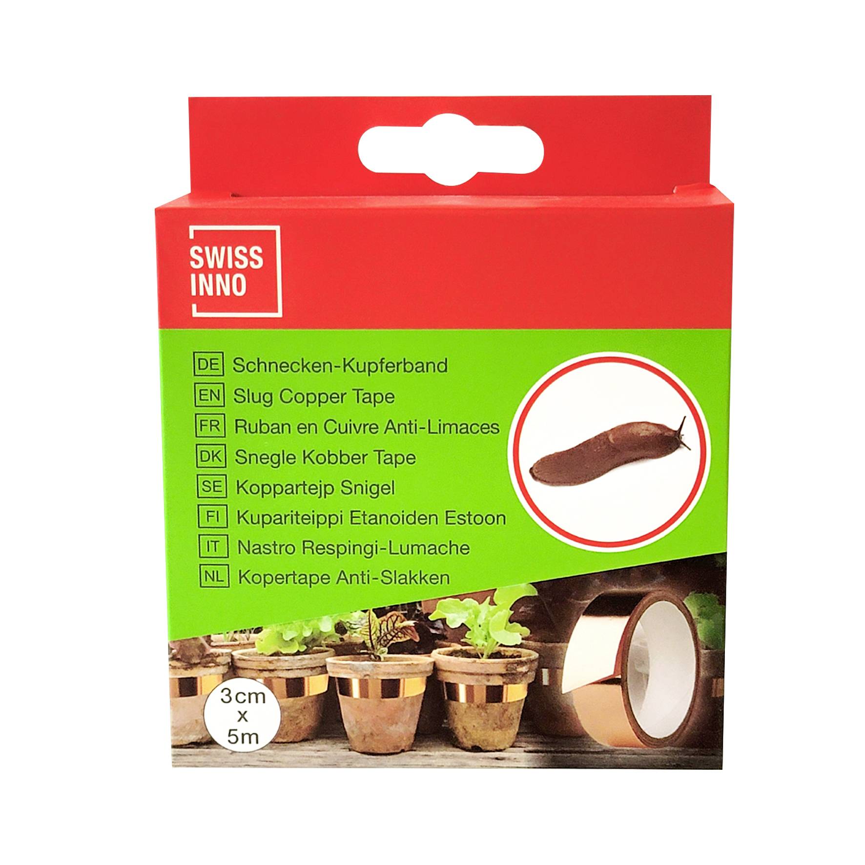 Swissinno selbstklebendes Kupferband 3cm x 5m, 1 261 001, ochrana proti slimákům 1 ks, funkce: lepicí fólie-8