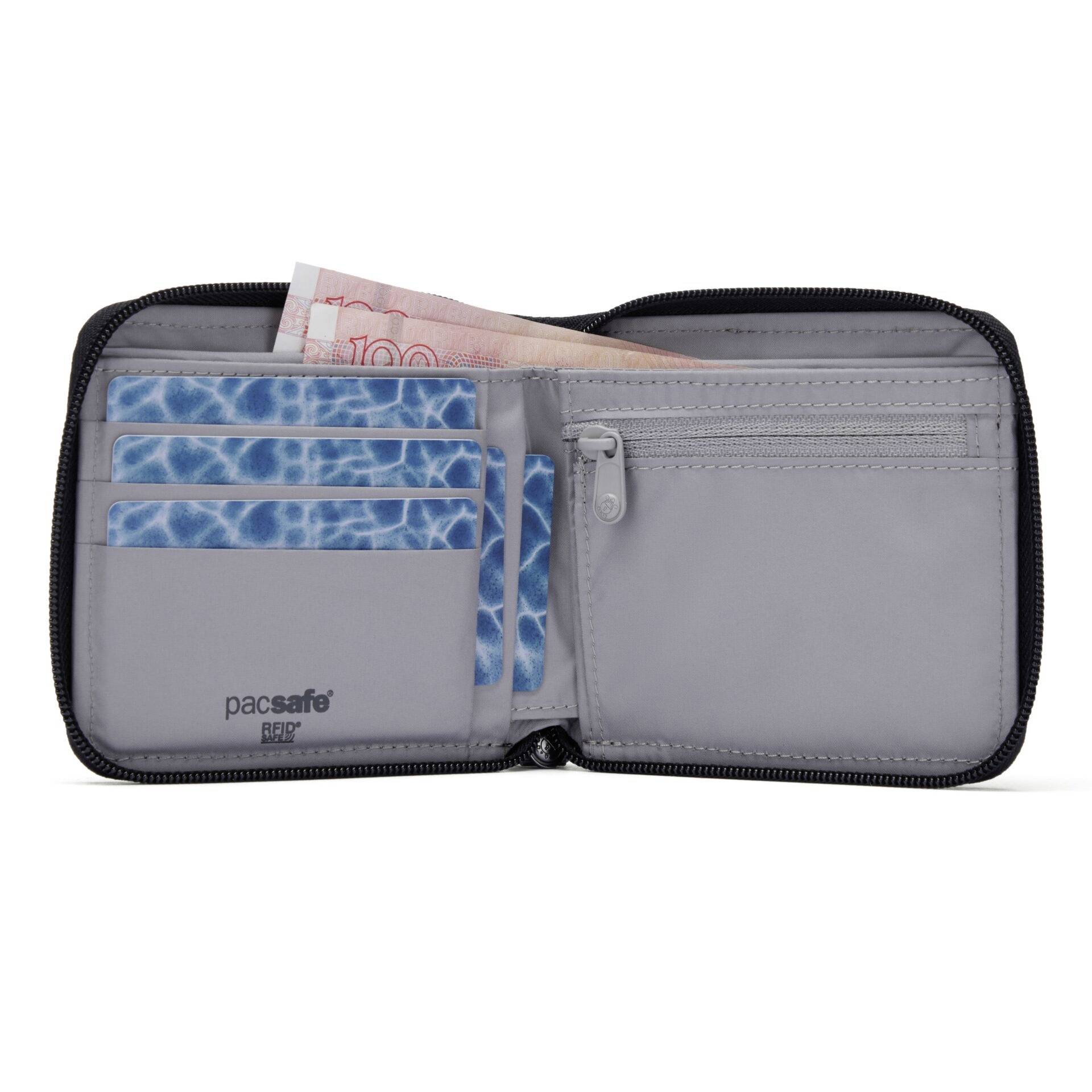 Pacsafe RFIDsafe Zip Around Wallet peněženka, (š x v x h) 11 x 10 x 2 cm, černá, 11050130-10