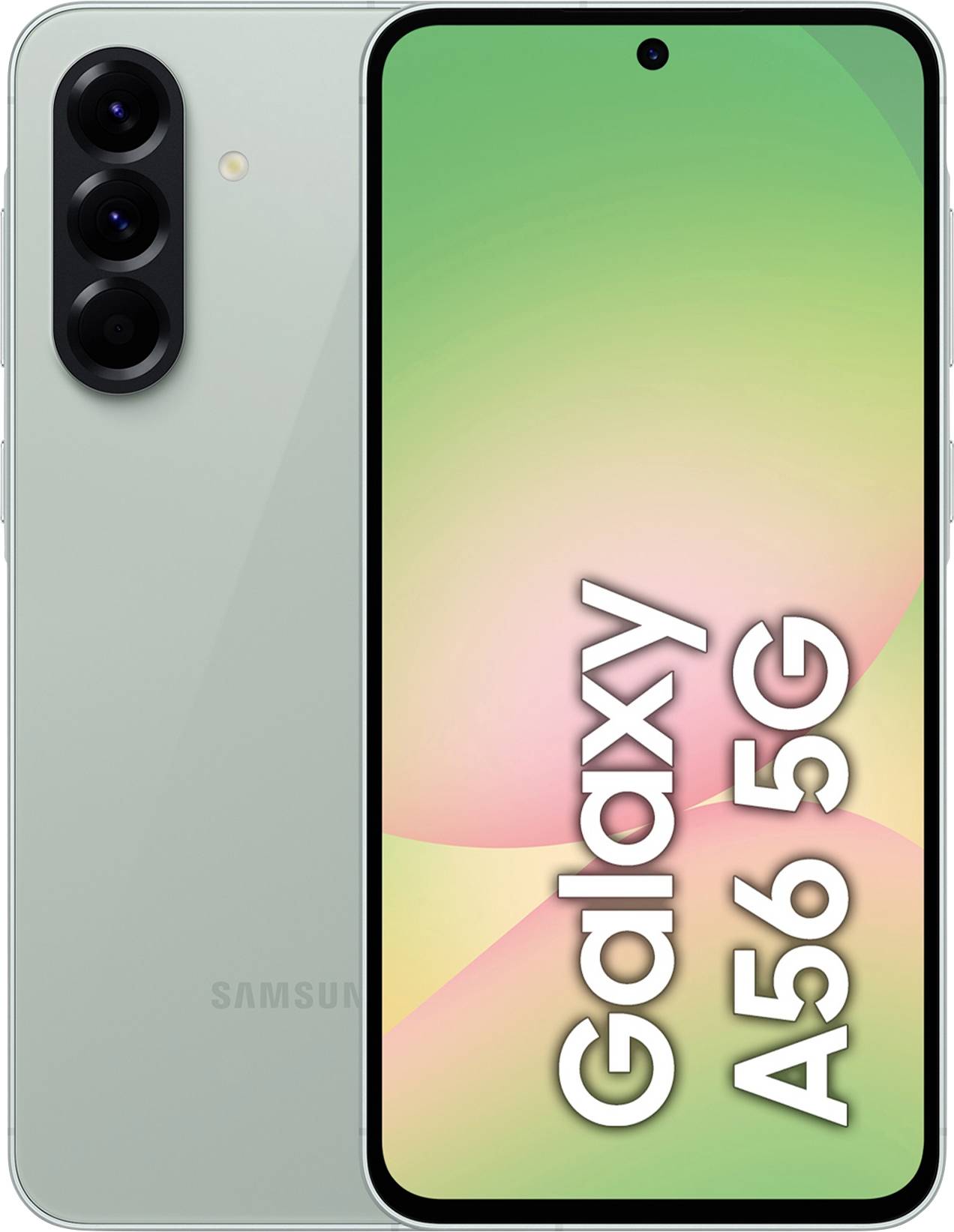 Samsung Galaxy A56 5G. Smartphone s elegantním designem, třemi zadními kamerami a živým displejem.