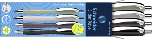 Schneider Schreibgeräte Slider Rave XB Trend 25, Box 4 Stück sortiert 132684 kuličkové pero  Barva písma: modrá 4 ks