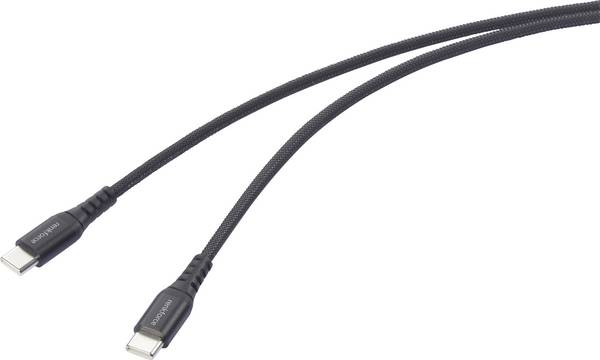 Renkforce USB kabel USB 2.0 USB-C ® zástrčka, USB-C ® zástrčka 1.00 m černá flexibilní provedení, extrémně odolné pletené stínění RF-6872330