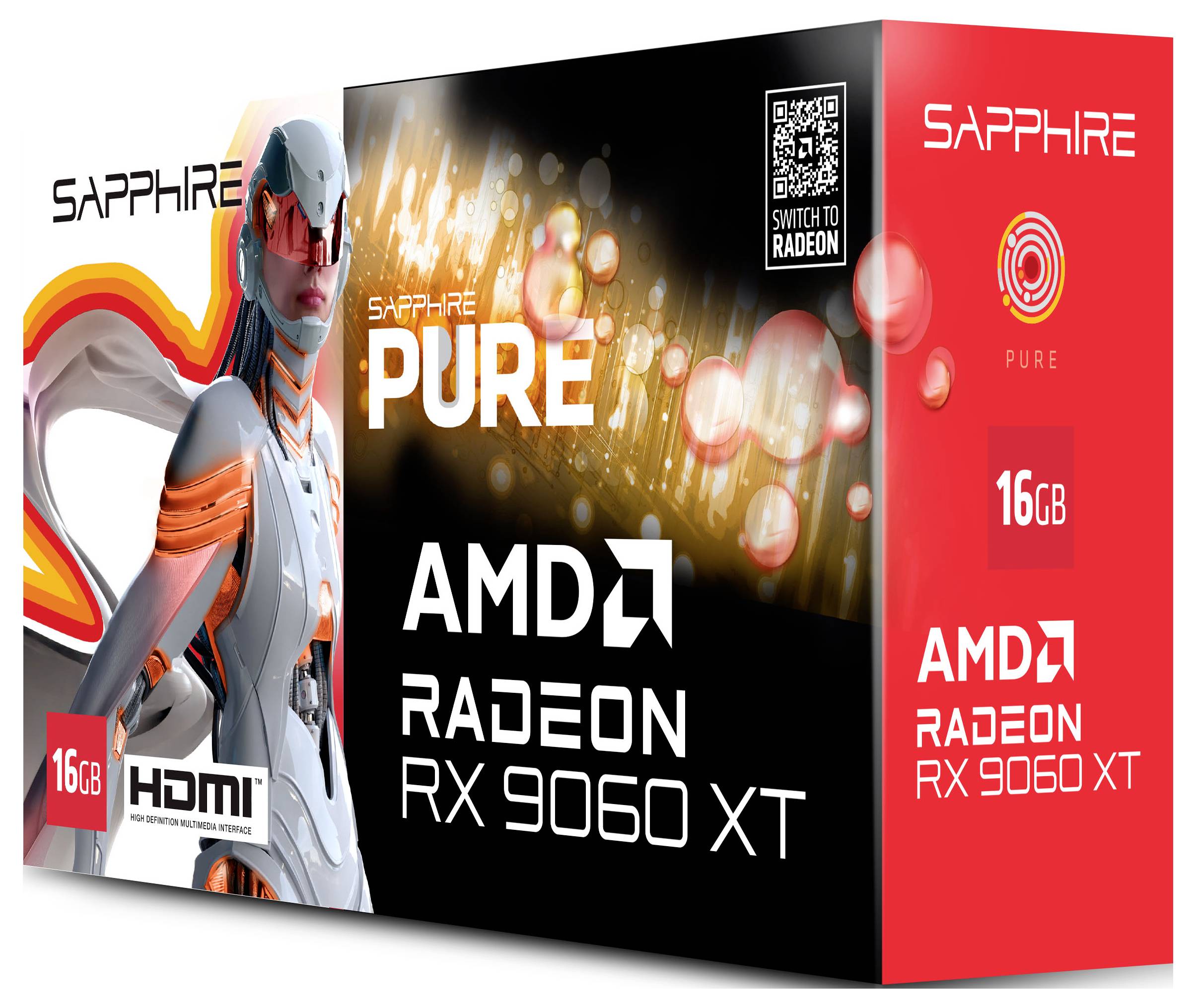 Sapphire grafická karta AMD Radeon RX 9060 XT Radeon RX 9060 XT 16 GB GDDR6-RAM PCIe x16 HDMI™-6