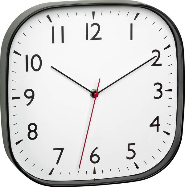 TFA Dostmann 60.3076.01 Quartz nástěnné hodiny 27.9 cm x 4.9 cm x 27.9 cm , černá, tiché hodiny (bez tikání)