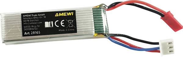 Amewi 28165 akupack Li-Pol (modelářství), 7.4 V, 600 mAh, články 2, Softcase, JST