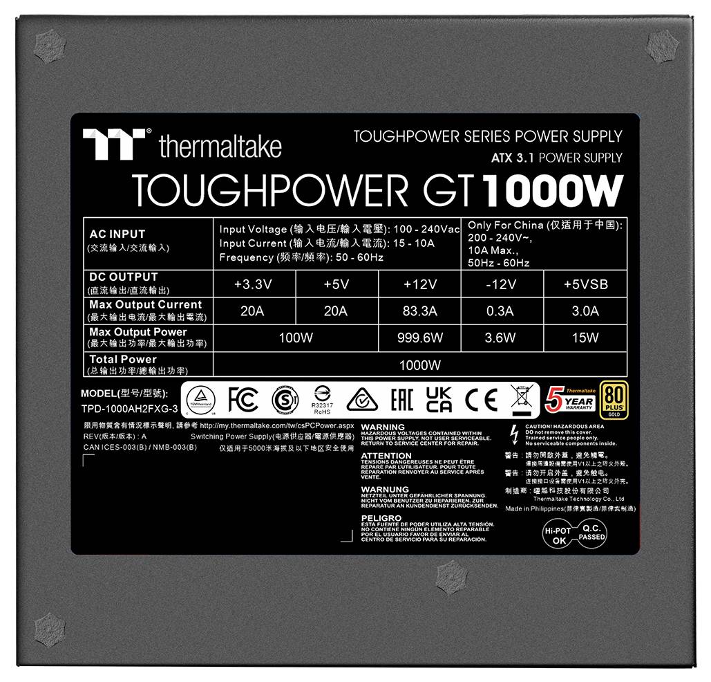 Thermaltake Toughpower GT 1000W PC síťový zdroj 1000 W ATX 80 PLUS® Gold-11