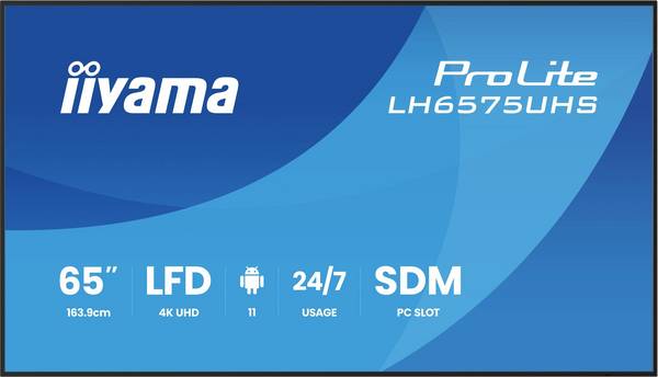 Iiyama LH6575UHS-B2AG displej Digital Signage Energetická třída (EEK2021): G (A - G) 164 cm 64.5 palec 3840 x 2160 Pixel 24/7