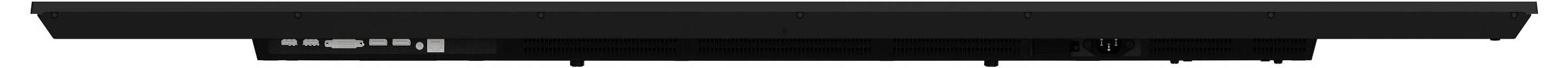 Dlouhý, černý horizontální soundbar s několika malými ovládacími tlačítky na straně. Je navržen pro vylepšení televizního zvuku.