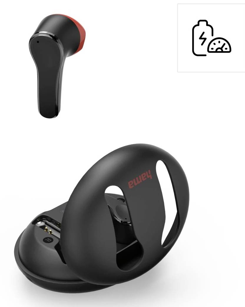 Hama špuntová sluchátka (In Ear) Bluetooth® stereo černá Redukce šumu mikrofonu Nabíjecí pouzdro mobil-12