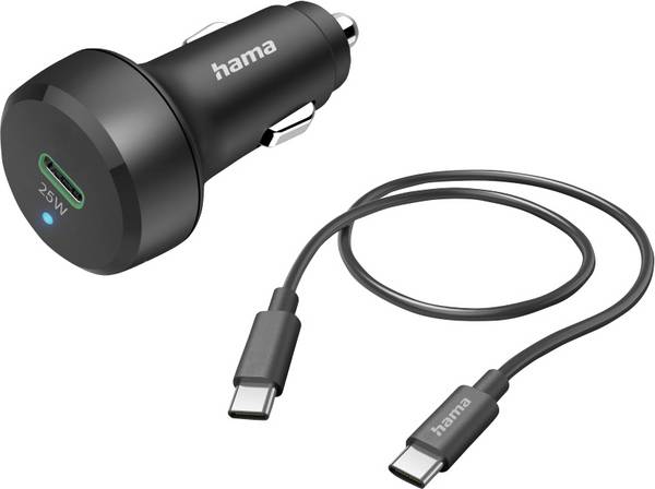 Hama  Dobíjecí stanice pro automobily, USB Power Delivery (USB-PD) , USB-C® zástrčka, 25.00 W, Dodávka energie, černá