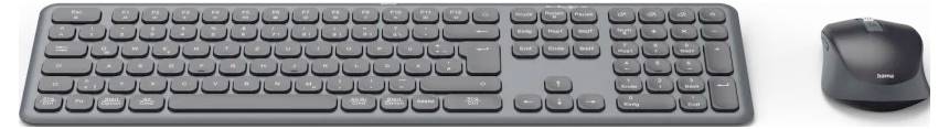 Hama Multi-Device-Tastatur-Maus-Set "WKM-550", kabellos, Funk/BT, SW, QWERTZ DE bezdrátový sada klávesnice a myše Tiché -1