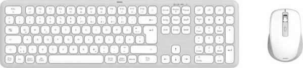 Hama Multi-Device-Tastatur-Maus-Set "WKM-550", kabellos, Funk/BT, WS, QWERTZ DE bezdrátový sada klávesnice a myše Tiché klávesy německá, QWERTZ šedá, bílá