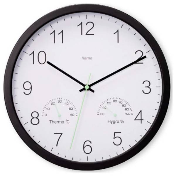 Hama 00185885 Quartz nástěnné hodiny 30 cm x 30.00 mm x 30.00 mm x 4.00 mm, černá