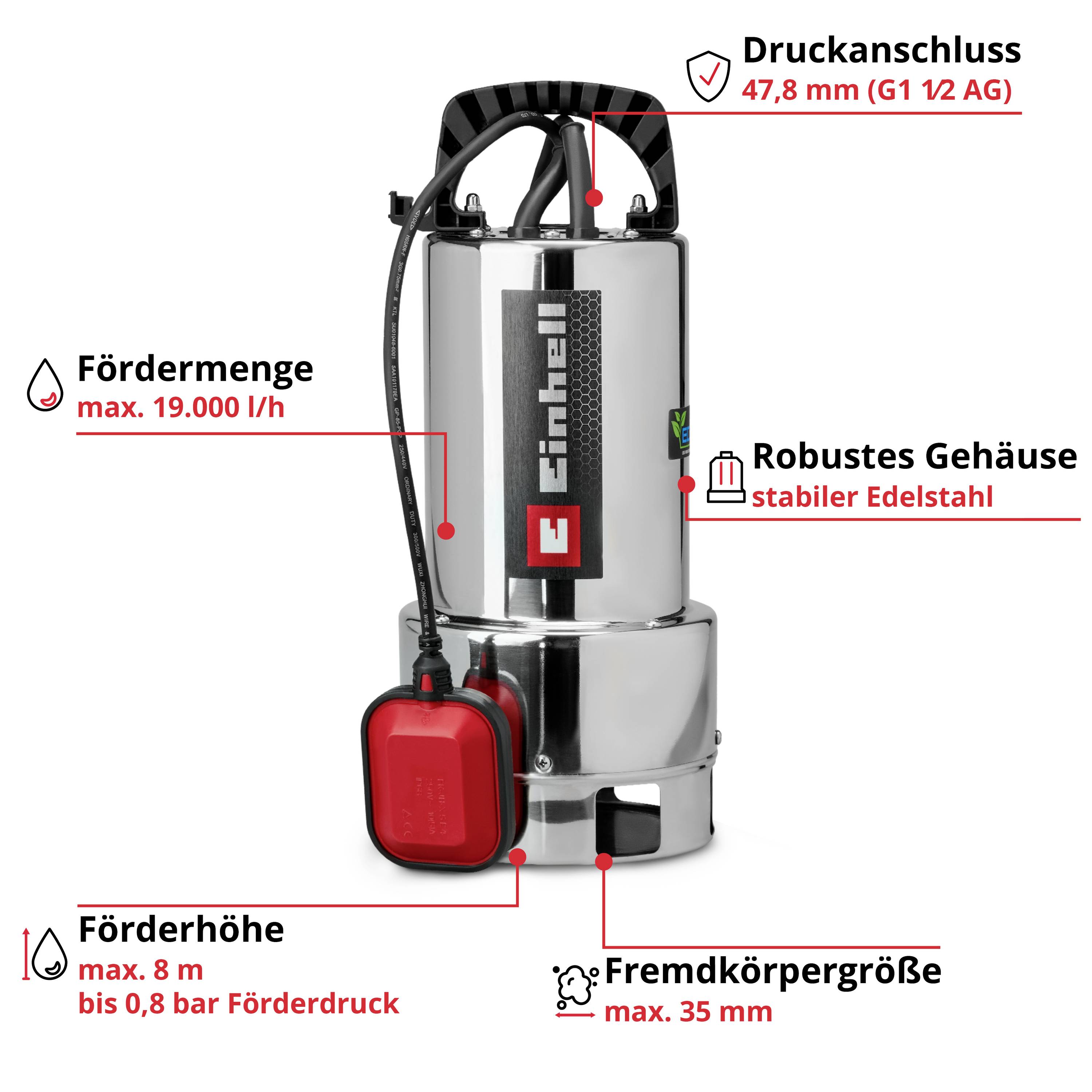 Einhell 4170765 GC-DP 7035 N ECO PLUS hadicové čerpadlo 19000 l/h 8 m-2