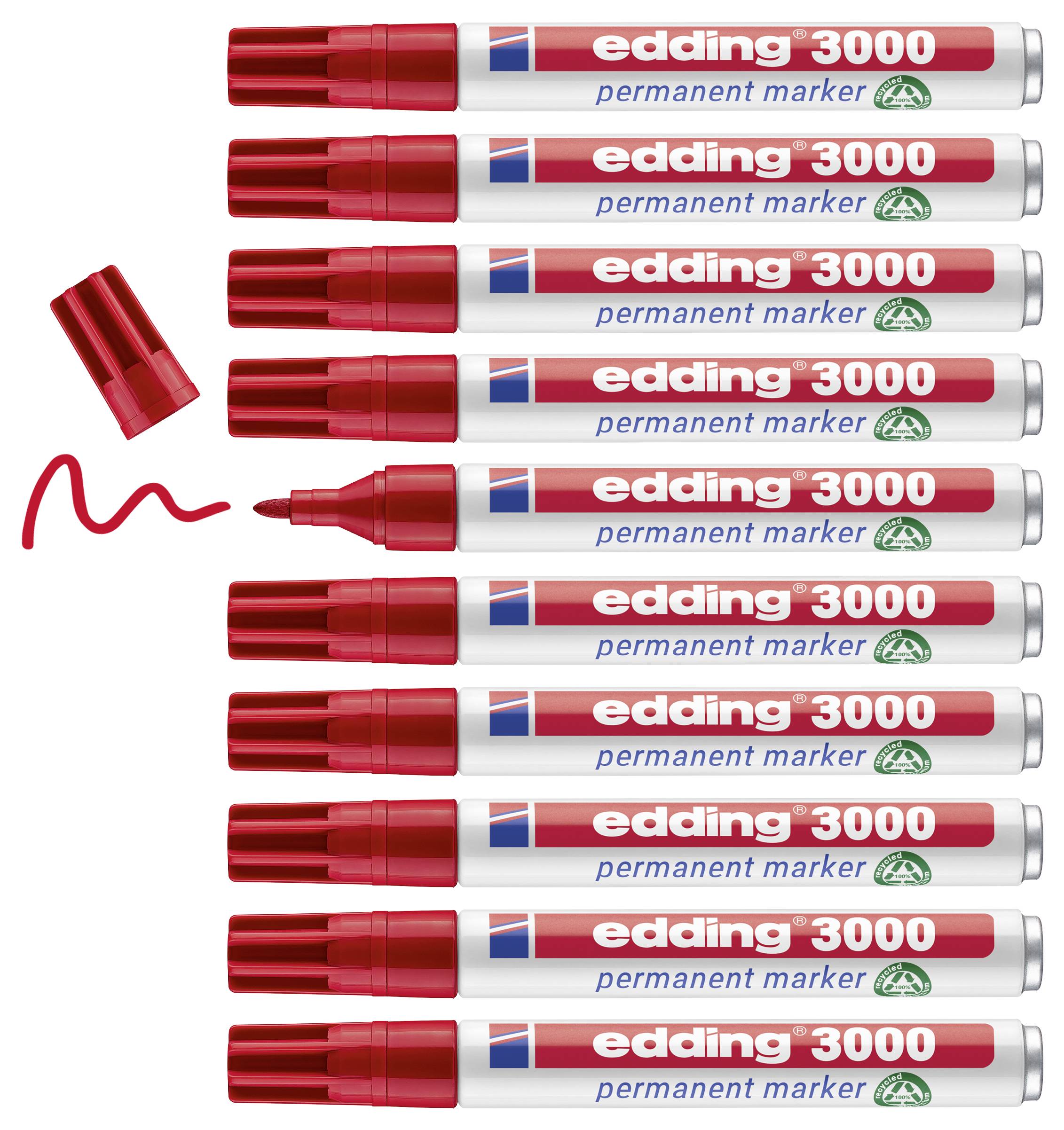 Edding 4-3000002 permanentní popisovač červená Vodotěsné: Ano-1