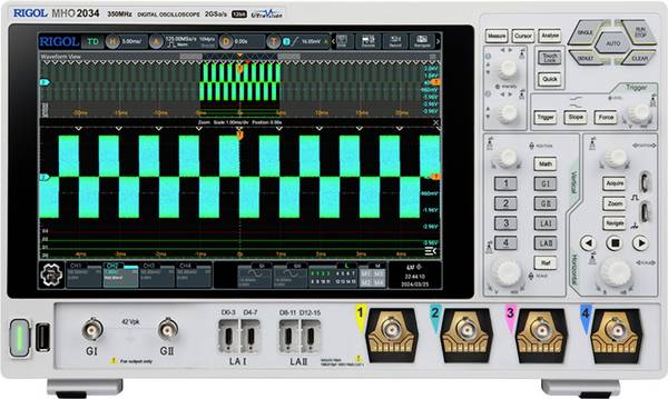Rigol MHO2034 digitální osciloskop 350 MHz, 500 Mpts, 12 Bit, mixovaný signál (MSO), 1 ks, MHO2034
