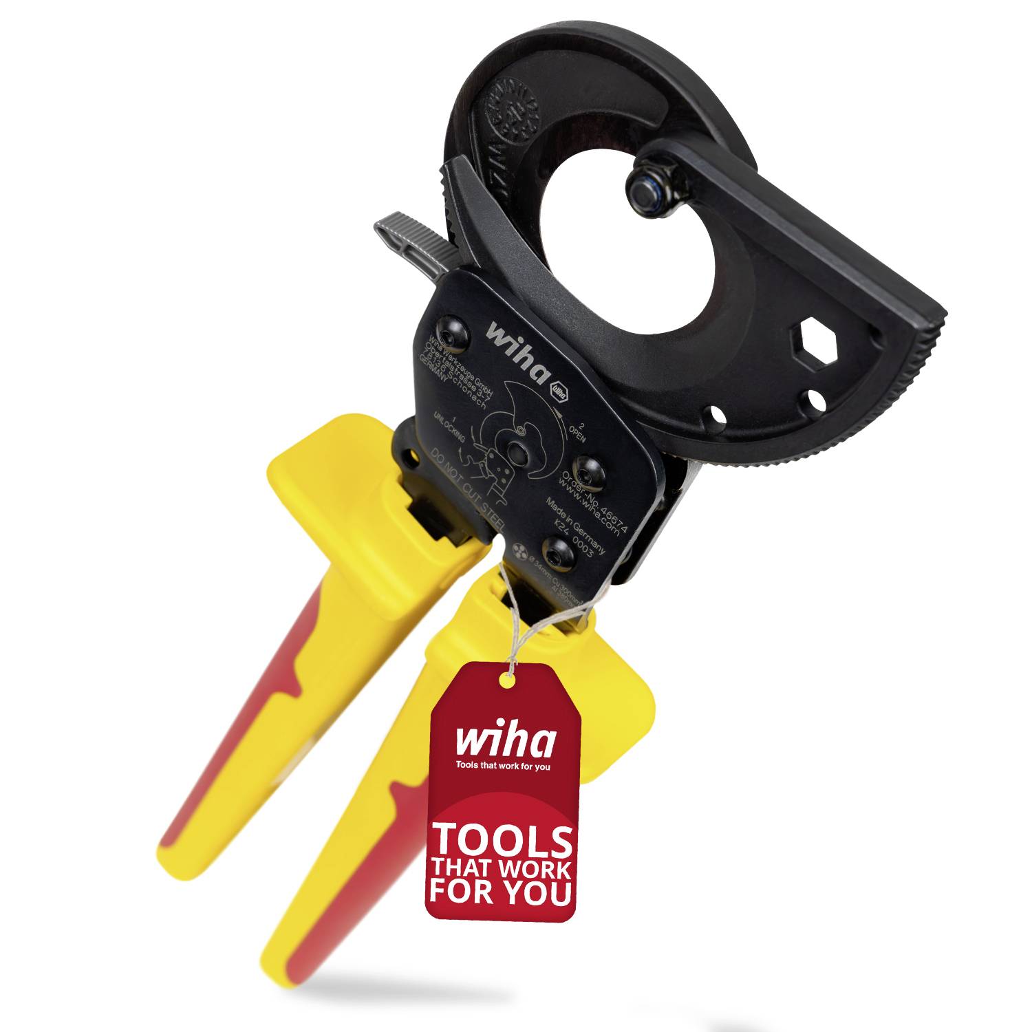 Wiha 46674 štípací kleště na kabely hliníkový a měděný kabel, jedno- a vícežilový, 34 mm, 300 mm²-12