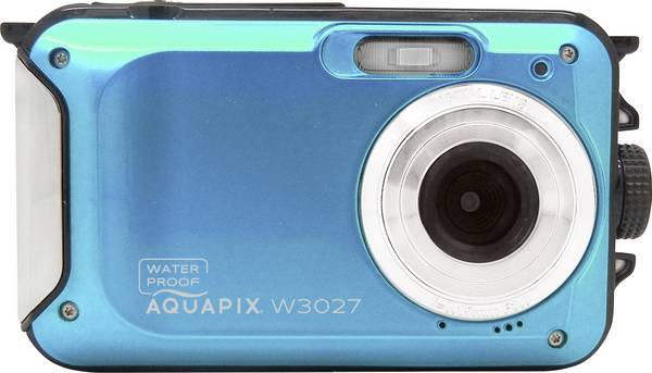 Easypix W3027-I Wave Iceblue digitální fotoaparát 30 Megapixel  modrá/ledově modrá akumulátor, brašna stabilizace obrazu, Full HD videozáznam, vodotěsný do 3 m, s vestavěným bleskem, ochrana proti stříkající vodě