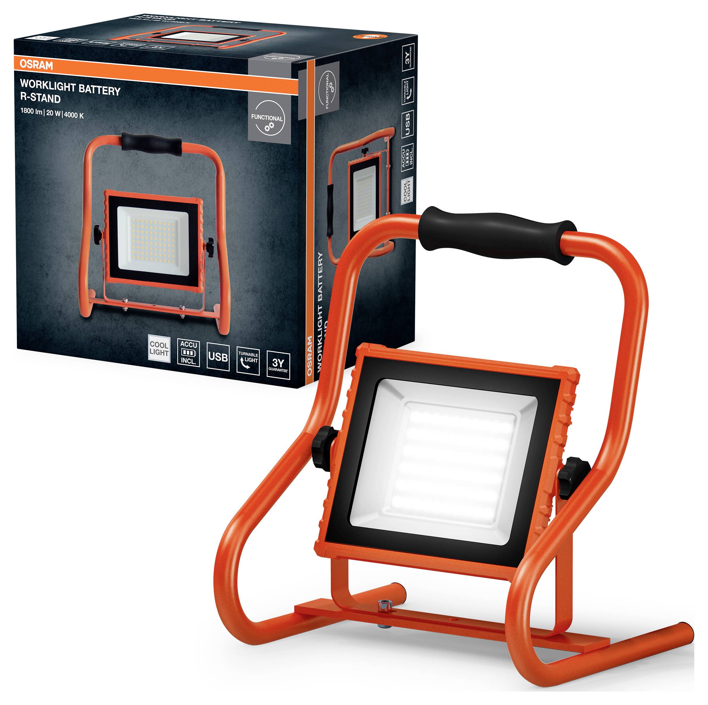 OSRAM HOMELIGHTING LED Worklight Battery R-Stand 20W 4000K Akumulátorový LED reflektor 20 W 4099854430312-1