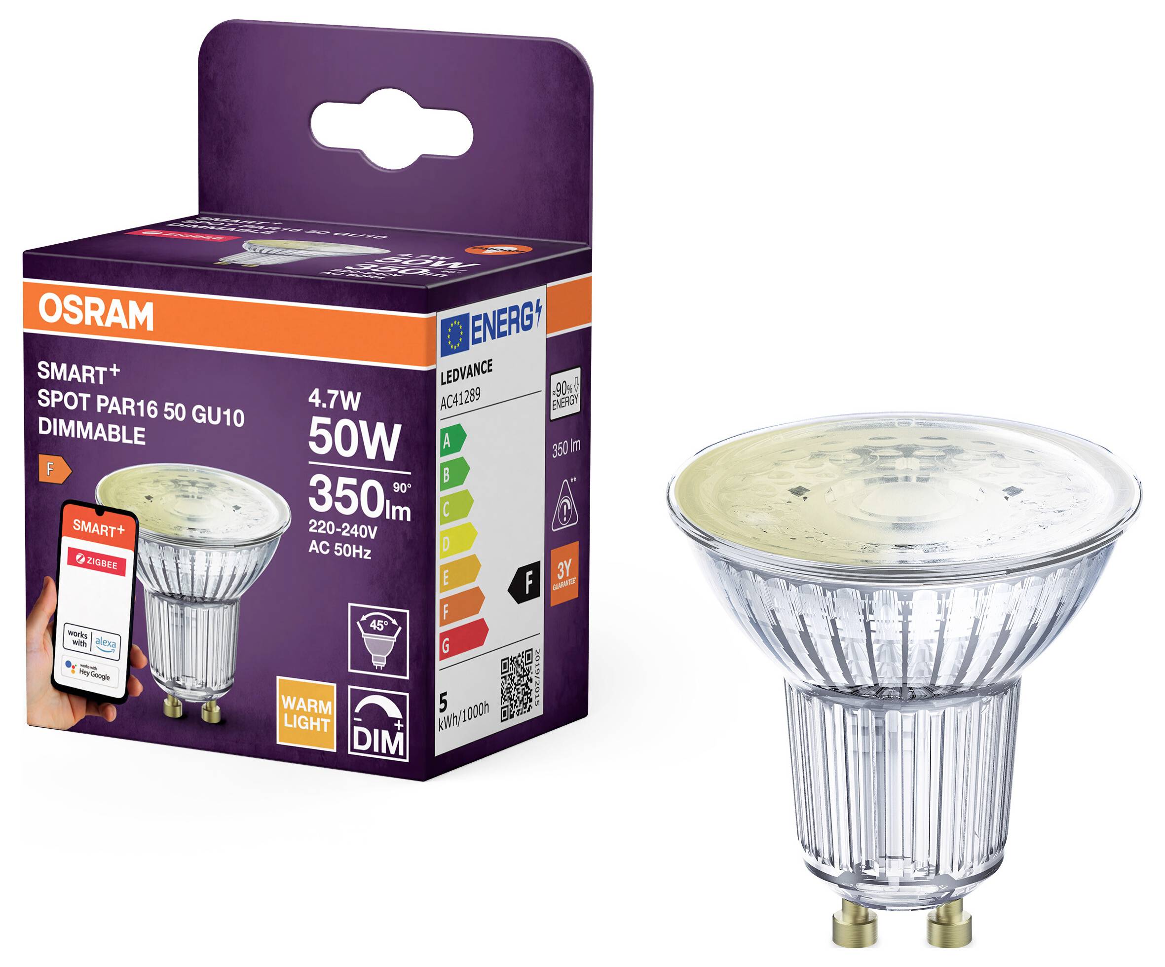 OSRAM HOMELIGHTING 4099854461804 LED Energetická třída (EEK2021) F (A - G) GU10 4.7 W (Ø x v) 50.00 mm x 50.00 mm 1 ks-1