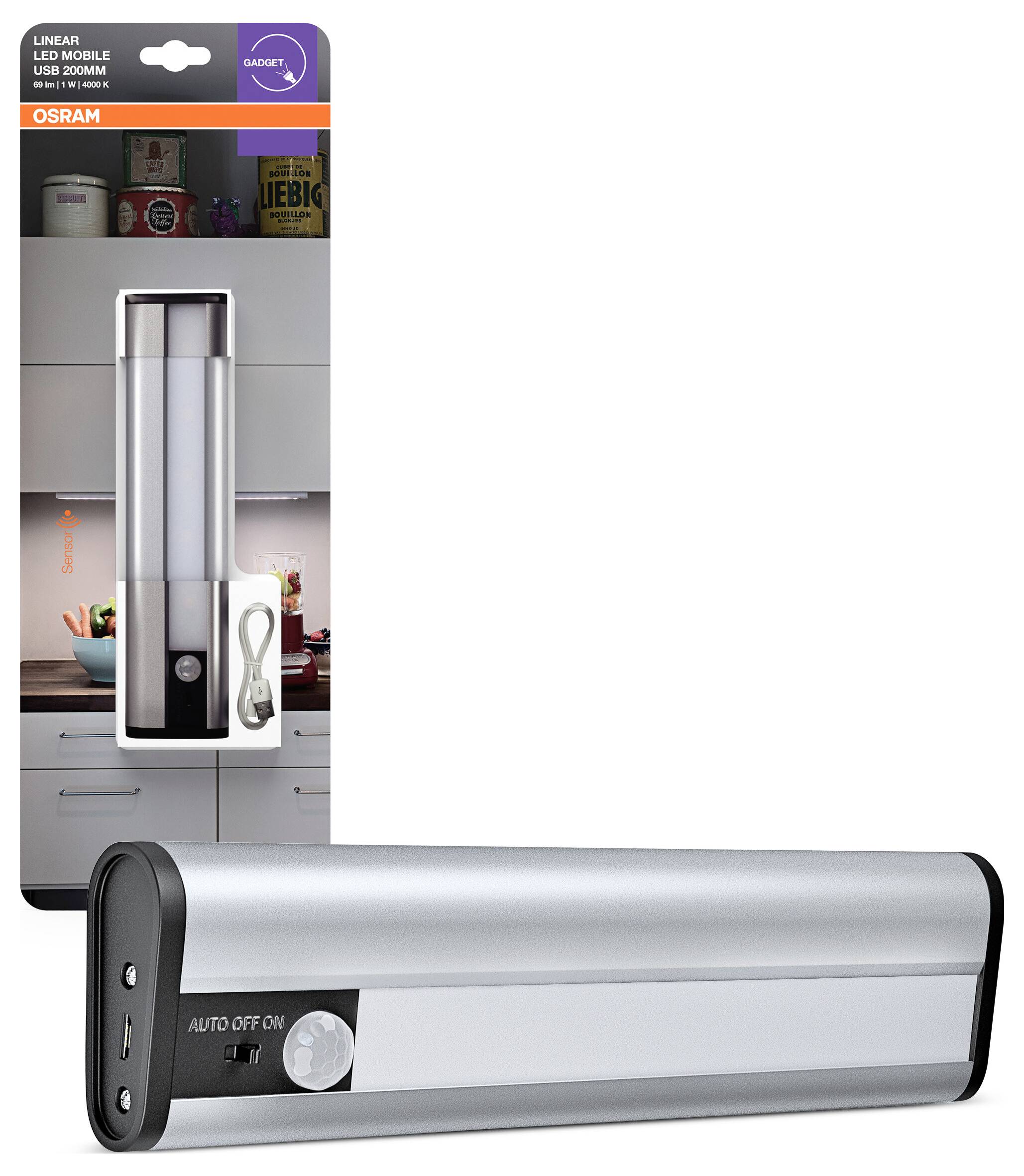 OSRAM HOMELIGHTING Linear LED Mobile USB 200 White LED svítidlo zápustné LED pevně vestavěné LED stříbrná-1