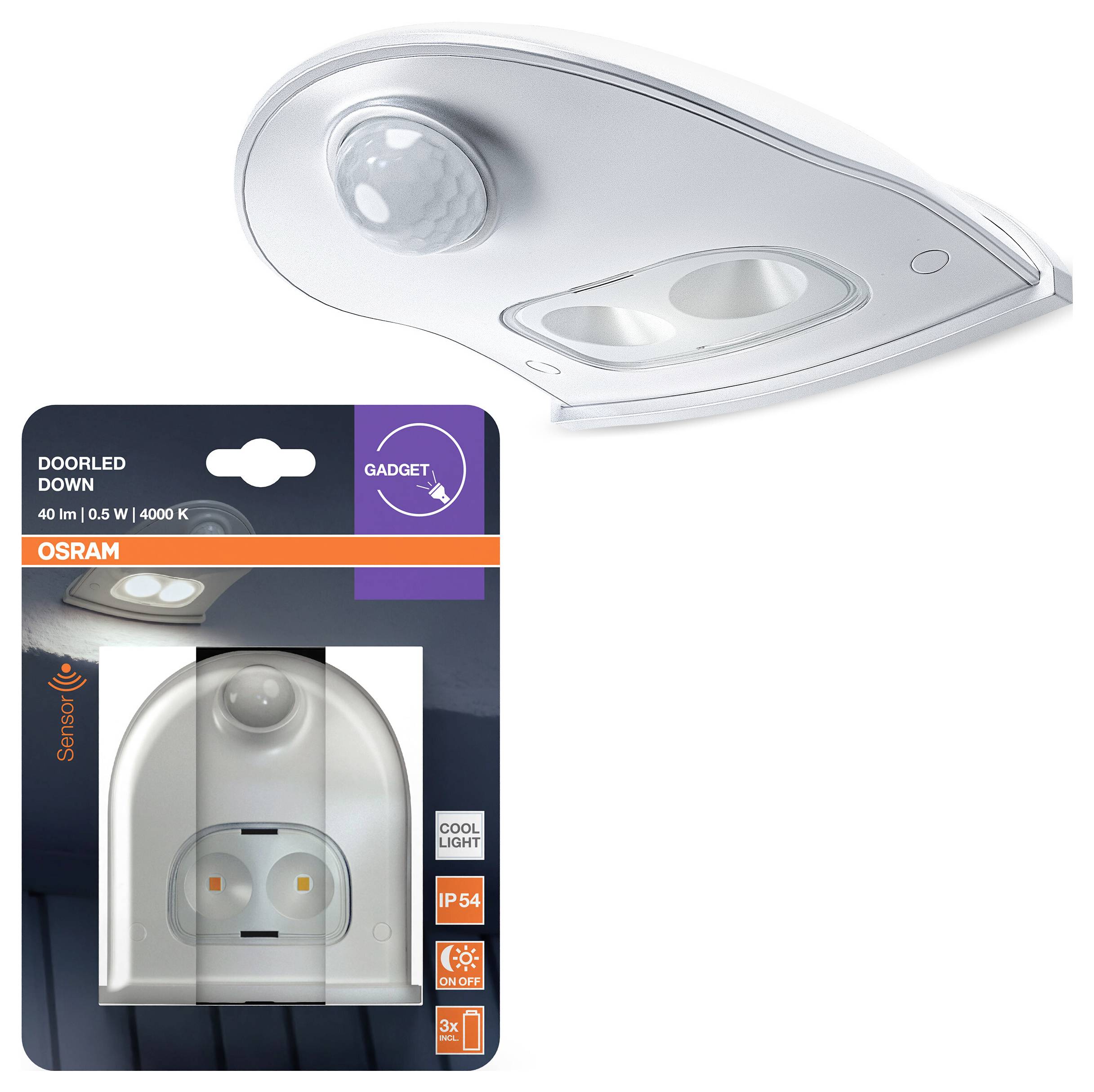 OSRAM HOMELIGHTING DoorLED Down Sensor 4000K White 4099854531439 LED noční světlo s PIR senzorem LED neutrální bílá bílá-1