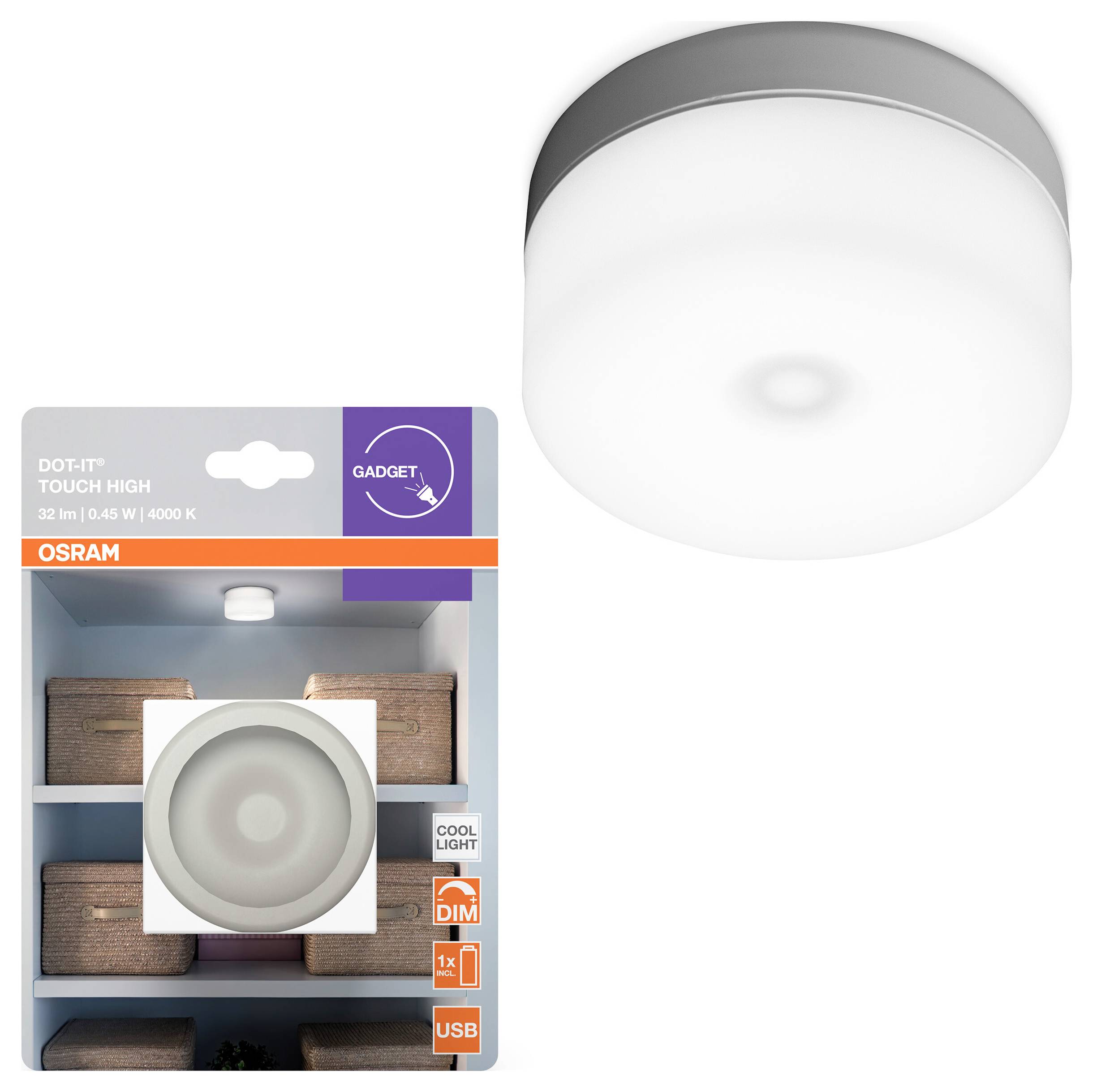 OSRAM HOMELIGHTING DOT-it Touch High White 4099854531538 LED noční světlo studená bílá bílá-1