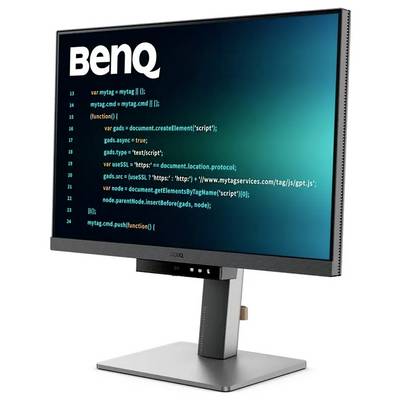 Počítačový monitor zobrazující úryvek kódu na obrazovce BenQ, který zvýrazňuje funkci skriptovacích značek v kontextu JavaScriptu.