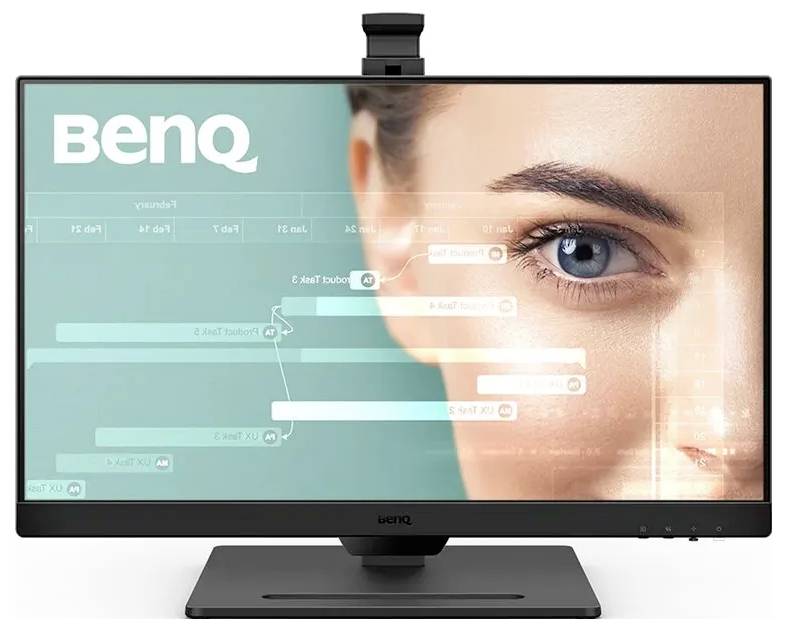 Počítačový monitor zobrazující ženskou tvář a vývojový diagram. Slovo 'BenQ' je viditelné. Obrázek může ilustrovat použití technologie.