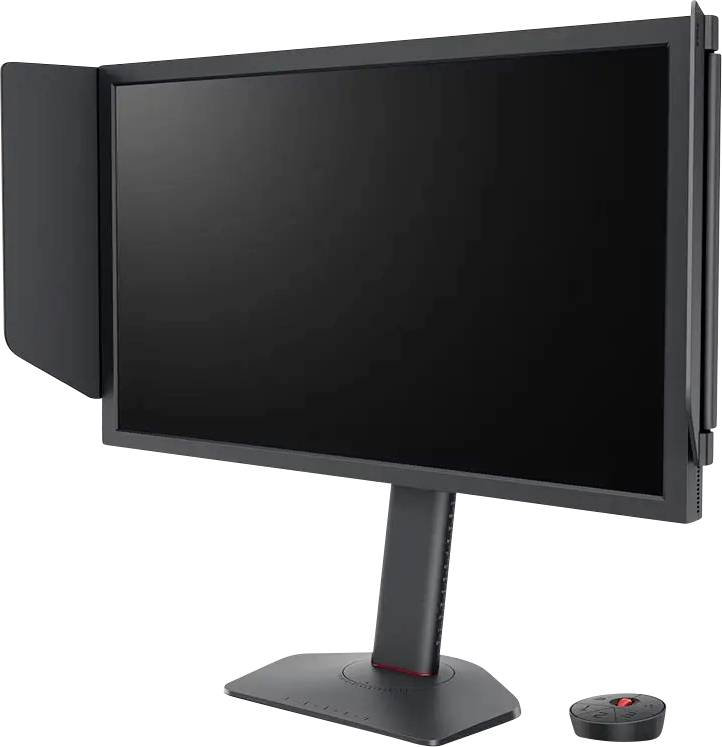 Monitor počítače s filtrem soukromí a ovládacím zařízením vedle něj, navržený pro snížení oslnění a zlepšení soustředění.