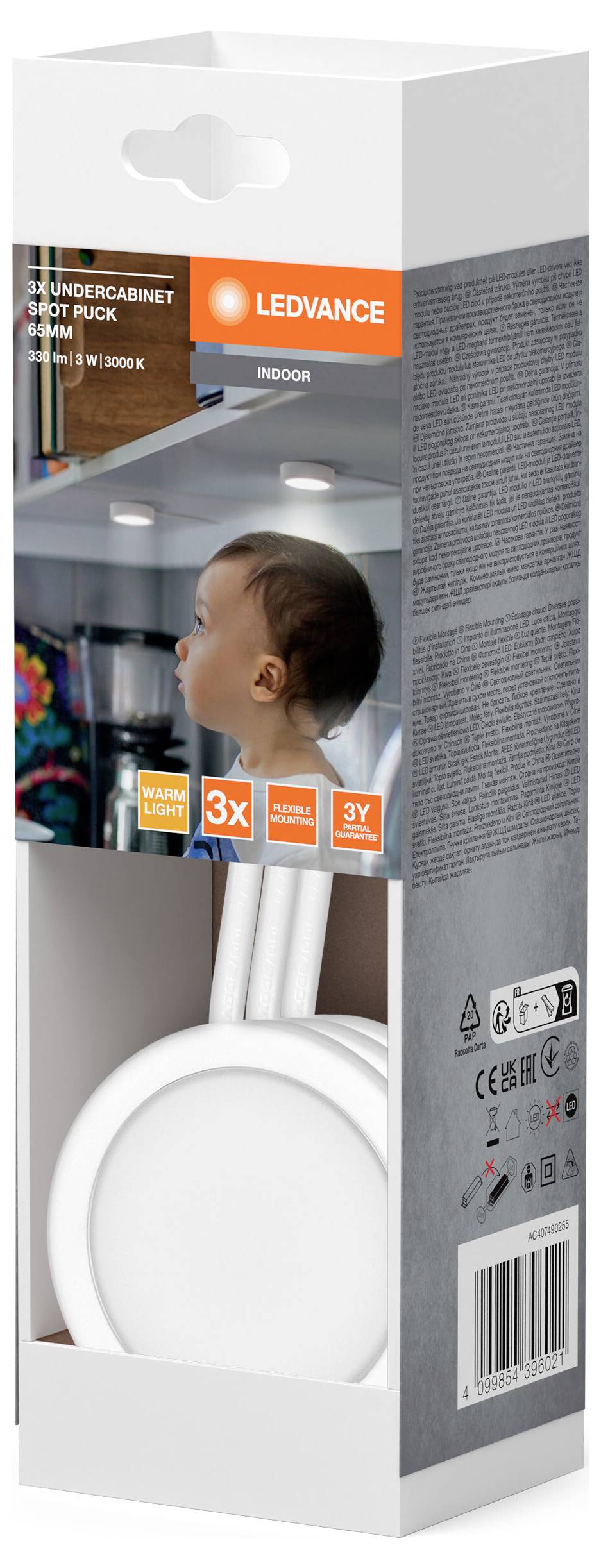 LEDVANCE Undercabinet Spot Puck 65mm 3 x 3W 830 White LED svítidlo zápustné 3.00 W teplá bílá bílá-1