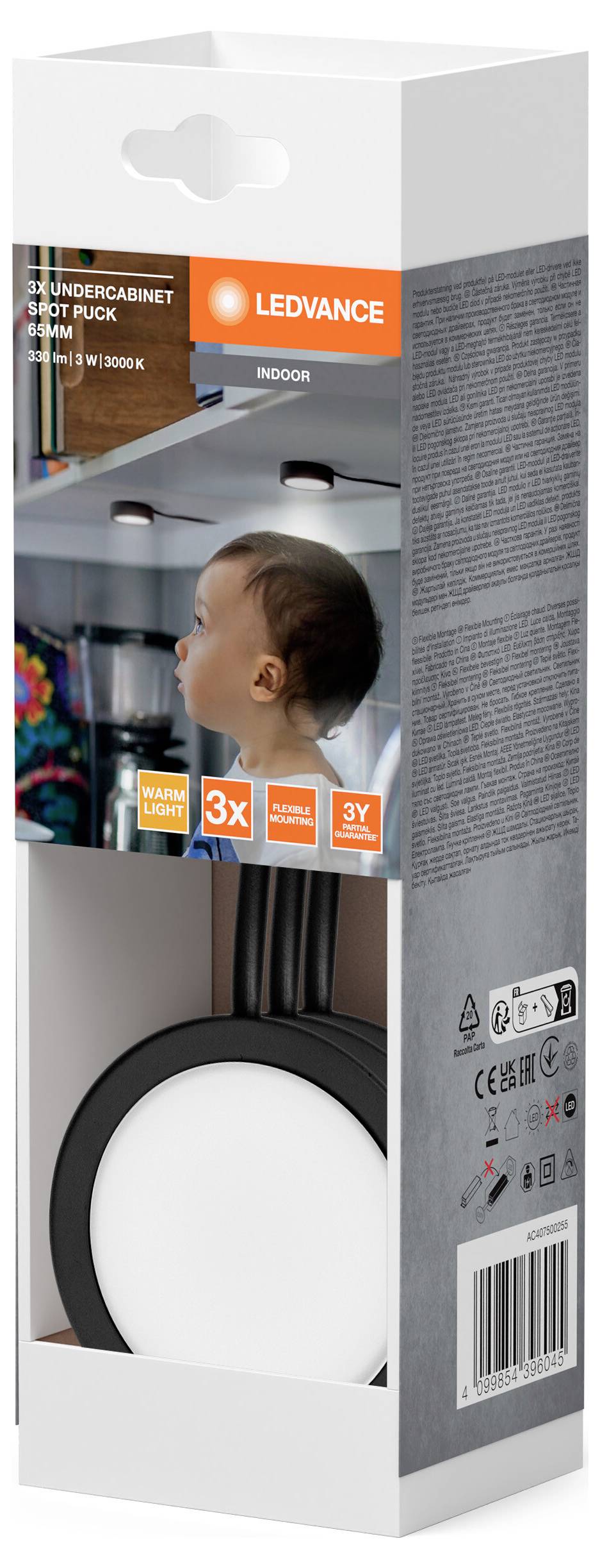 LEDVANCE Undercabinet Spot Puck 65mm 3 x 3W 830 Black LED svítidlo zápustné 3.00 W teplá bílá černá-2