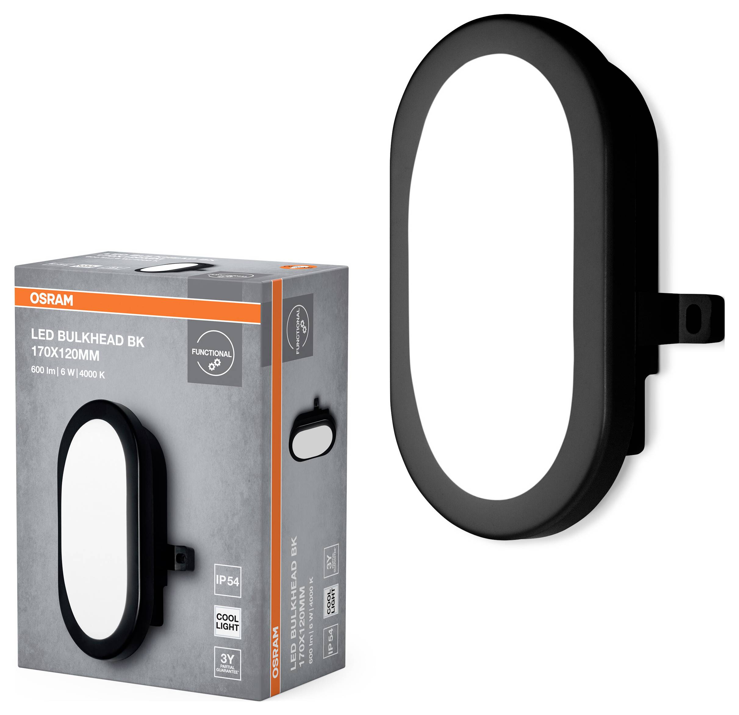 OSRAM HOMELIGHTING LED Bulkhead 6W 4000K Black LED nástěnné světlo-1