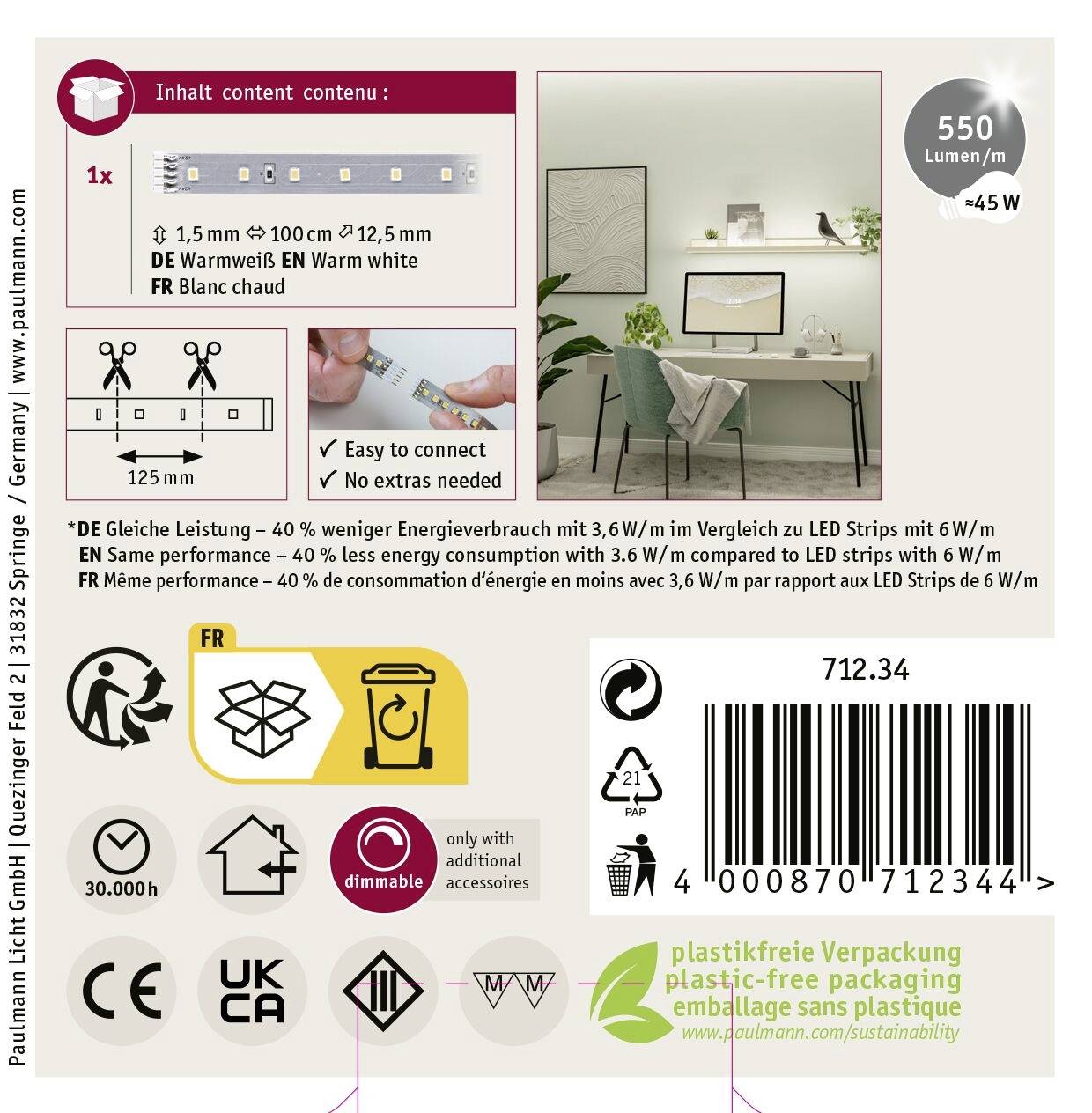 Paulmann MaxLED 500 Strip Erweiterung 1m 71234 LED pásek 24 V/DC 1 m teplá bílá 1 ks-7