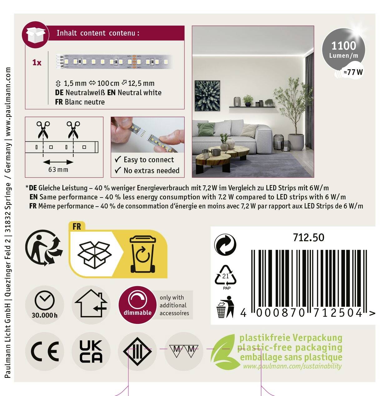 Paulmann MaxLED 1000 71250 LED pásek 24 V/DC 1 m neutrální bílá 1 ks-6