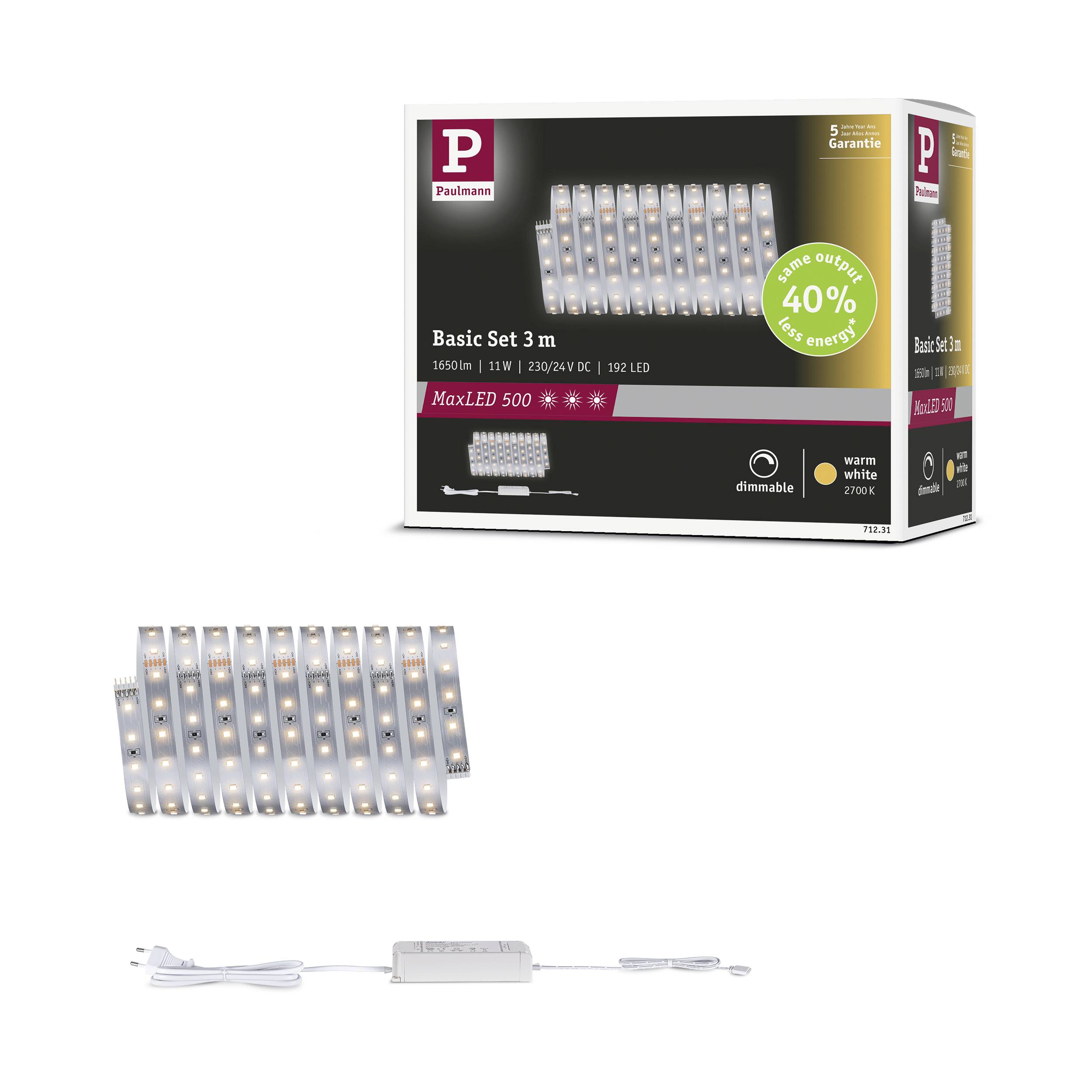 Paulmann MaxLED 500 71231 LED pásek základní sada 230 V 3 m teplá bílá 1 sada-9