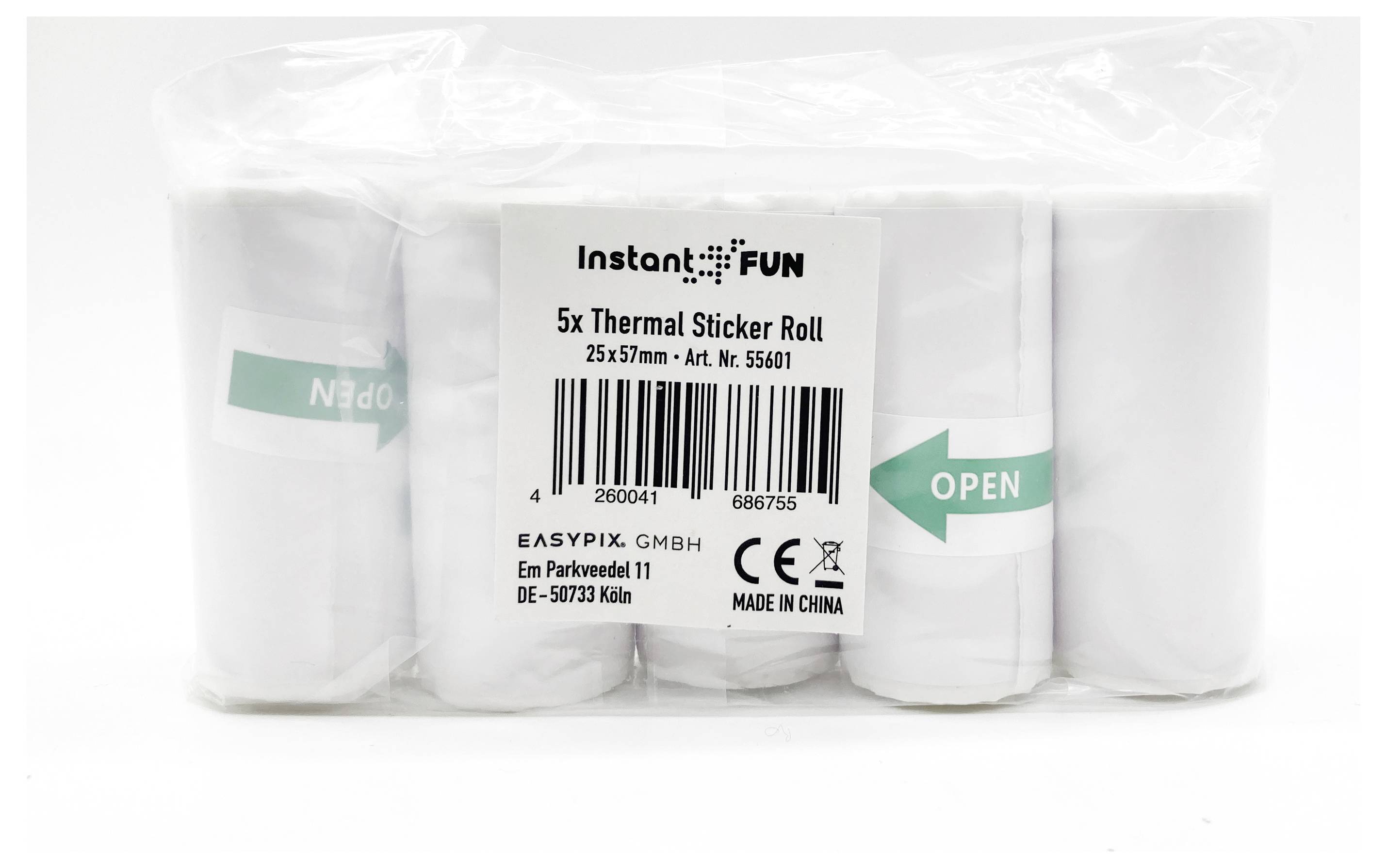 Easypix EASYPIX Sticker Thermopapierrollen Weiß für InstantFUN - 5 Stück pokladní termokotouček 55601 Šířka: 25 mm Délka-4