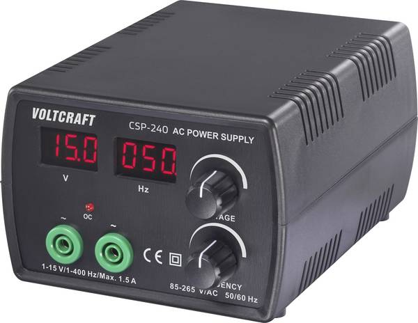 <br>  VOLTCRAFT<br>  CSP-240<br>  laboratorní zdroj s nastavitelným napětím střídavé napětí 1 - 15 V/AC;1.5 A (max.);22.5 W regulace frekvence Počet výstupů 1 x