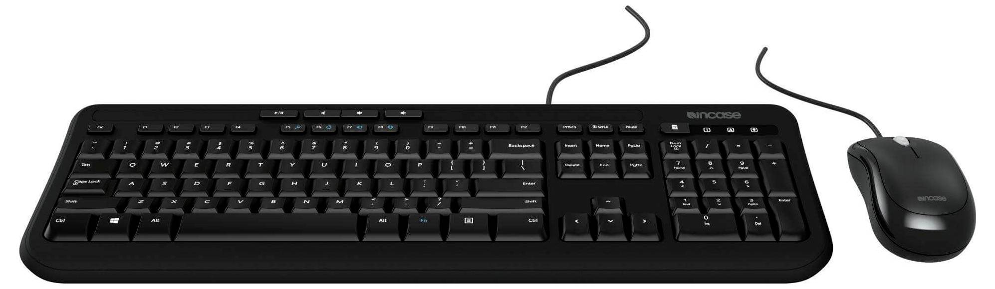 Incase Wired Desktop 600 (Tastatur & Maus) kabelový sada klávesnice a myše Tiché klávesy německá, QWERTZ černá-1