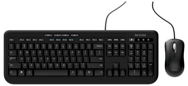Incase Wired Desktop 600 (Tastatur & Maus) kabelový sada klávesnice a myše Tiché klávesy německá, QWERTZ černá