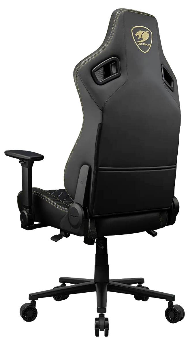 Černá herní židle s ergonomickým designem, nastavitelnými područkami a vysoce podporujícím opěradlem. Ideální pro pohodlí během dlouhých herních sezení.