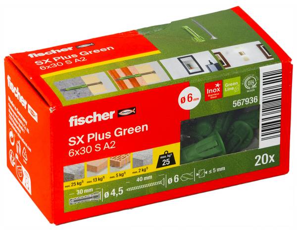 Fischer 567936 SX Plus Green hmoždinka   20 ks