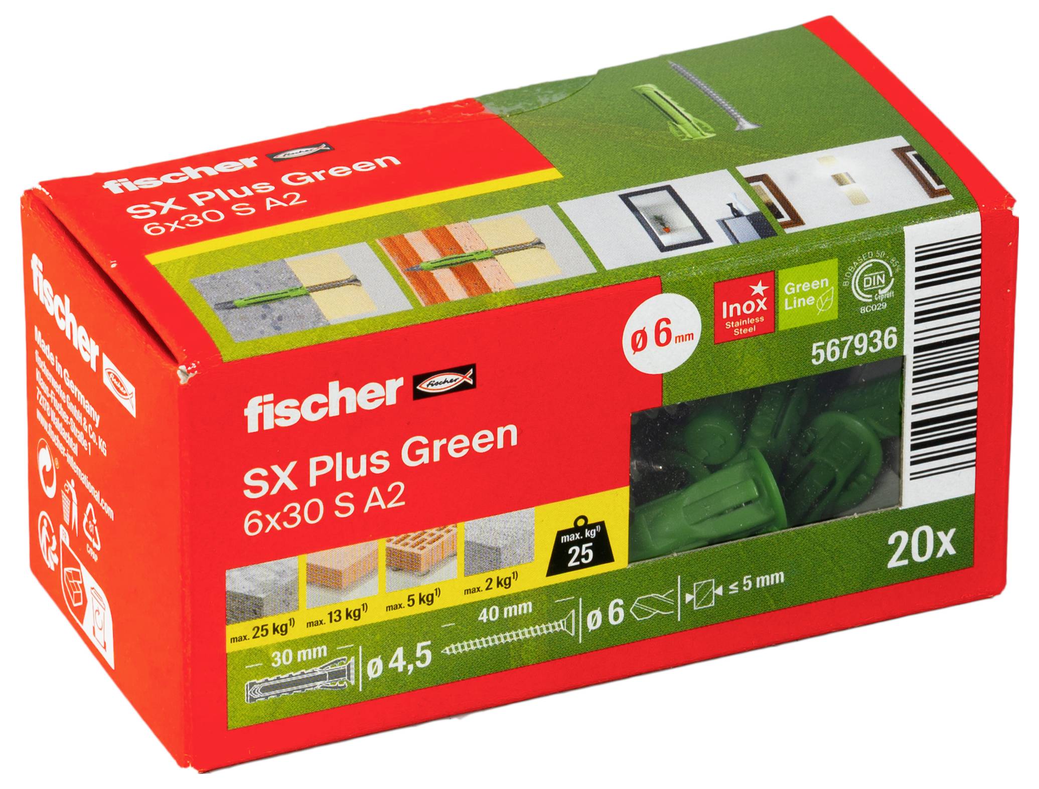 Fischer 567936 SX Plus Green hmoždinka 20 ks-1