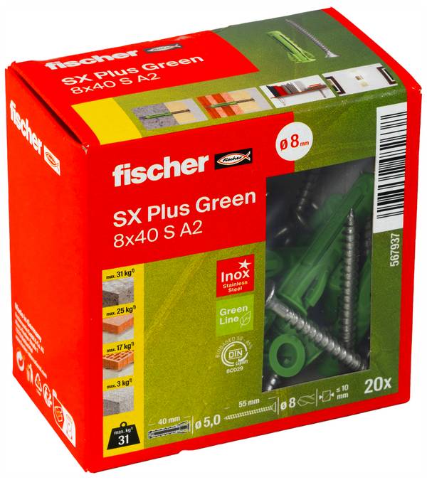 Fischer 567937 SX Plus Green hmoždinka   20 ks