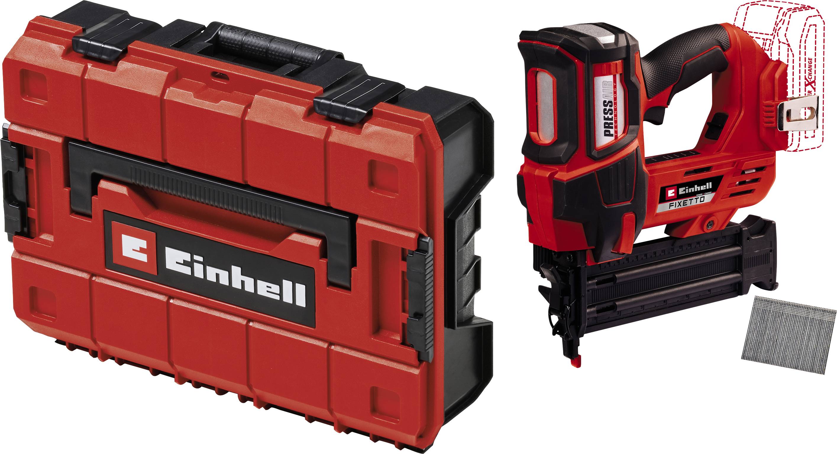 Einhell 4257795+4540011 akumulátorová hřebíkovačka, bez akumulátoru, bez nabíječky, včetně elektronického kufru-0