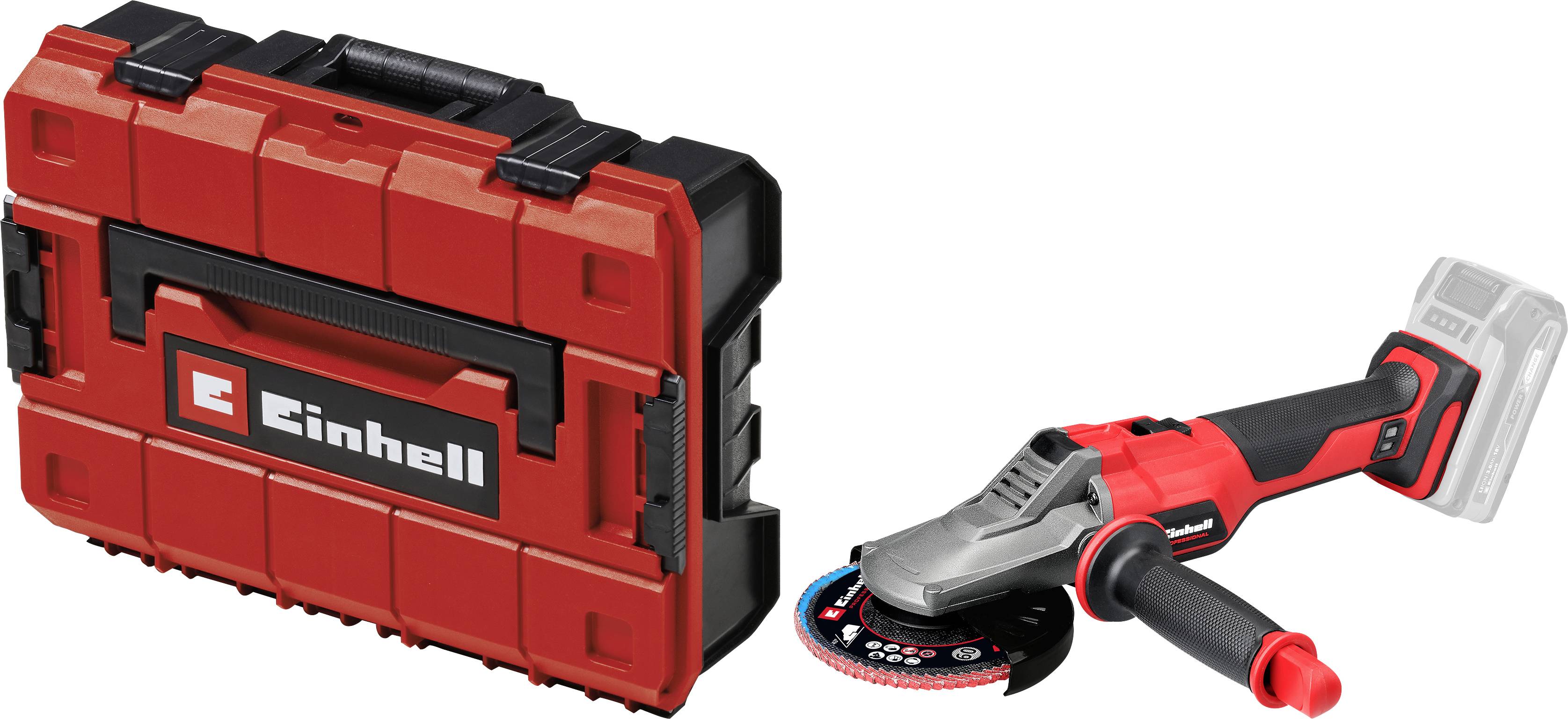 Einhell 4431175+4540011 Akumulátorová úhlová bruska 125 mm, bez akumulátoru, bez nabíječky, včetně elektronického kufru,-0