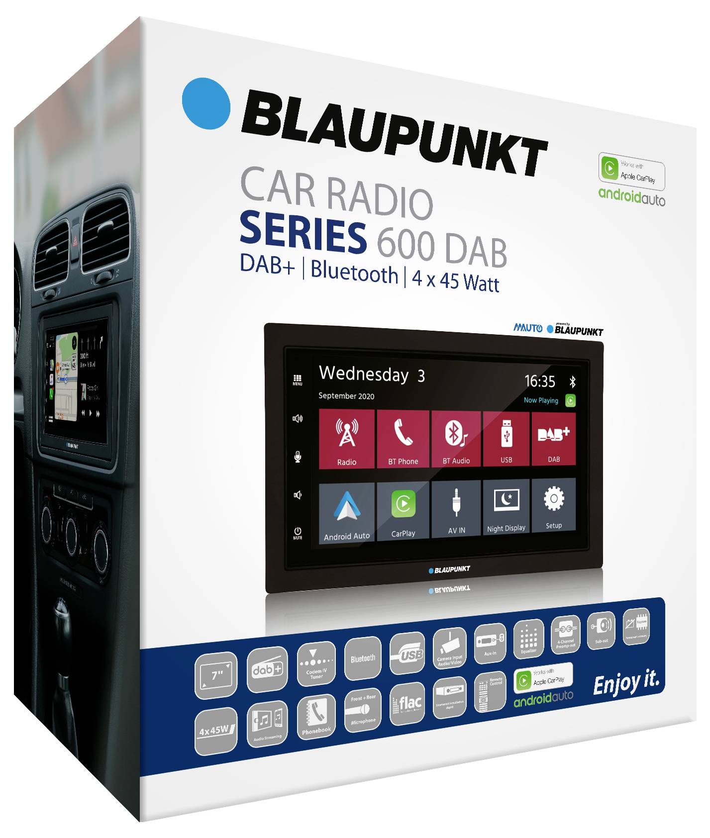 Blaupunkt Rotterdam 600 DAB autorádio Apple CarPlay, Android Auto™, integrovaná navigace, vč. dálkového ovládání, vč. DA-5