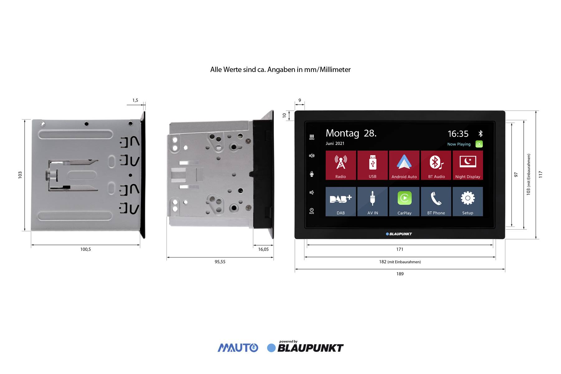 Blaupunkt Rotterdam 600 DAB autorádio Apple CarPlay, Android Auto™, integrovaná navigace, vč. dálkového ovládání, vč. DA-8