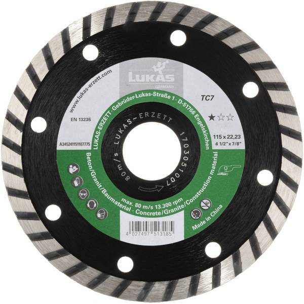 LUKAS-ERZETT A345241251107775 DiamantTC7 125x22,23x7 diamantový řezný kotouč Průměr 125 mm Ø otvoru 22.23 mm Armovaný beton 1 ks