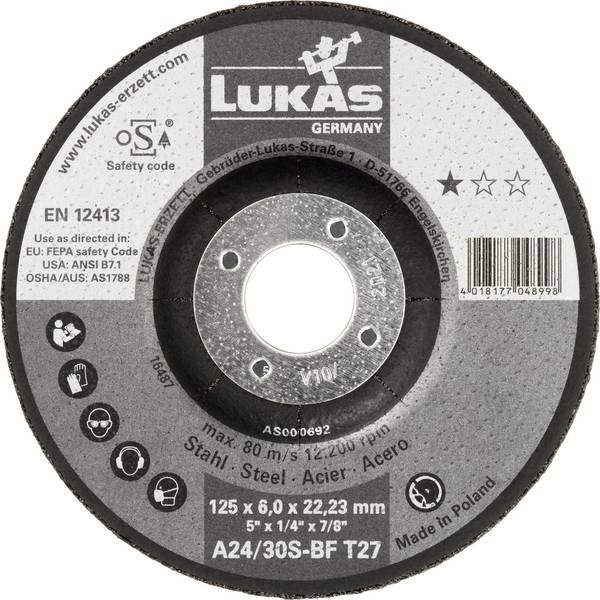 LUKAS-ERZETT AS000692V9802 T27 125x6,0x22,23 Ohrubovací kotouč Průměr 125 mm Ø otvoru 22.23 mm ocel 10 ks