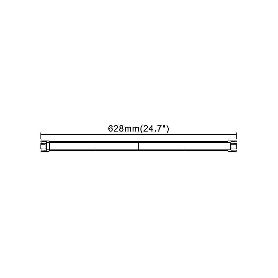 Diagram přímky označené '628mm (24,7")'<br><br>Note: I replaced the period with a comma in the decimal part to follow Czech numerical notation conventions.